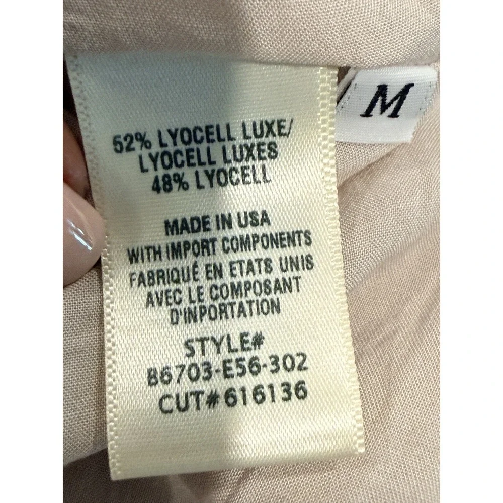 Bella Dahl Tiered Maxi Dress M Champagne Beige Silk Feel Strappy Boho Luxe